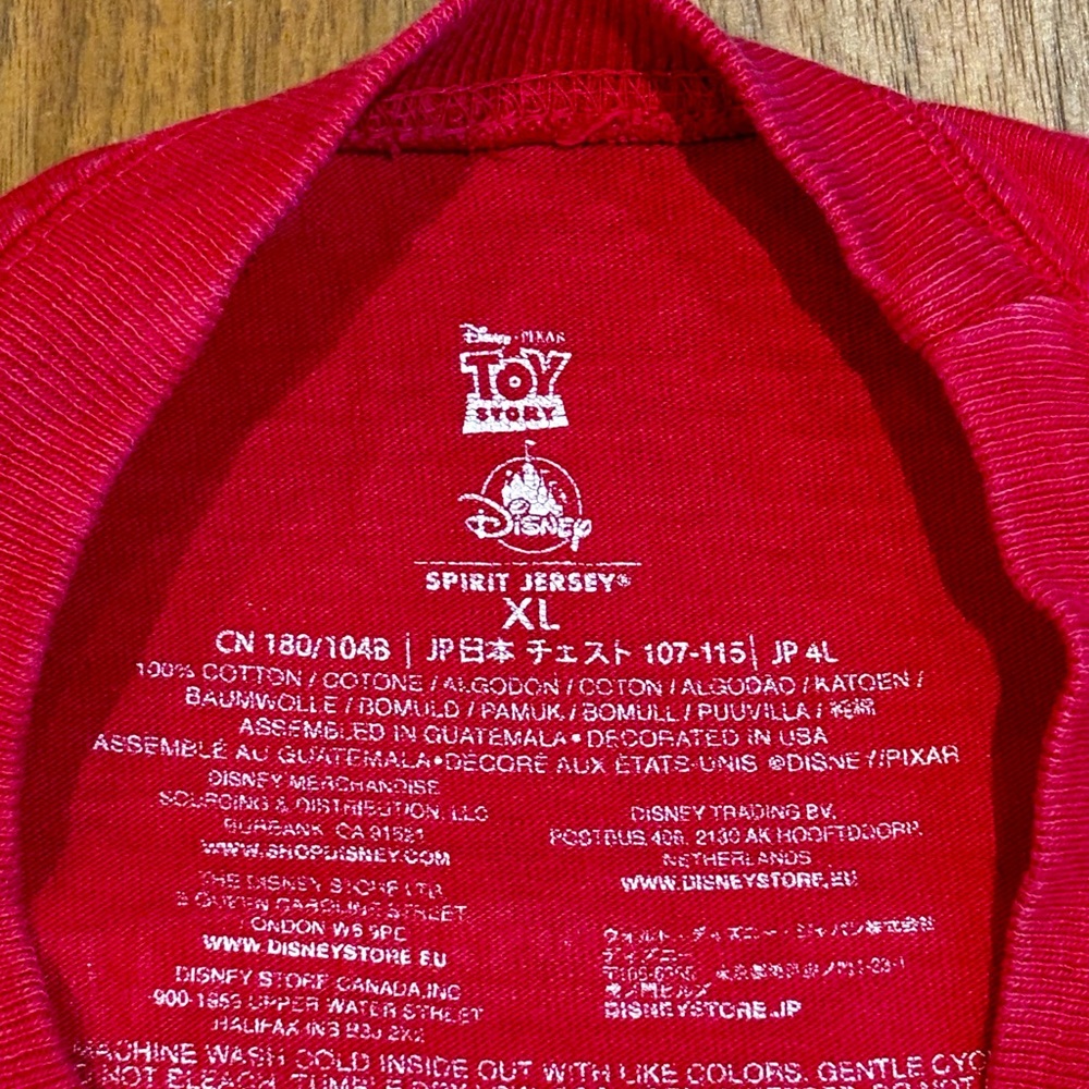 Disney Toy Story Pizza Planet Spirit Jersey Shirt Adult XL Long Sleeve Red - Picture 5 of 7